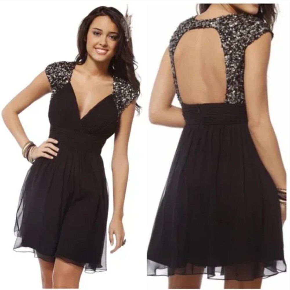 Scala‎ black silk sequin cocktail dress 8